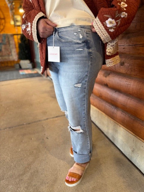 High Rise Straight light wash jeans