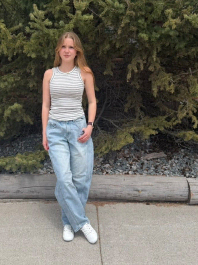 Striped Ribbed Racerback Tank