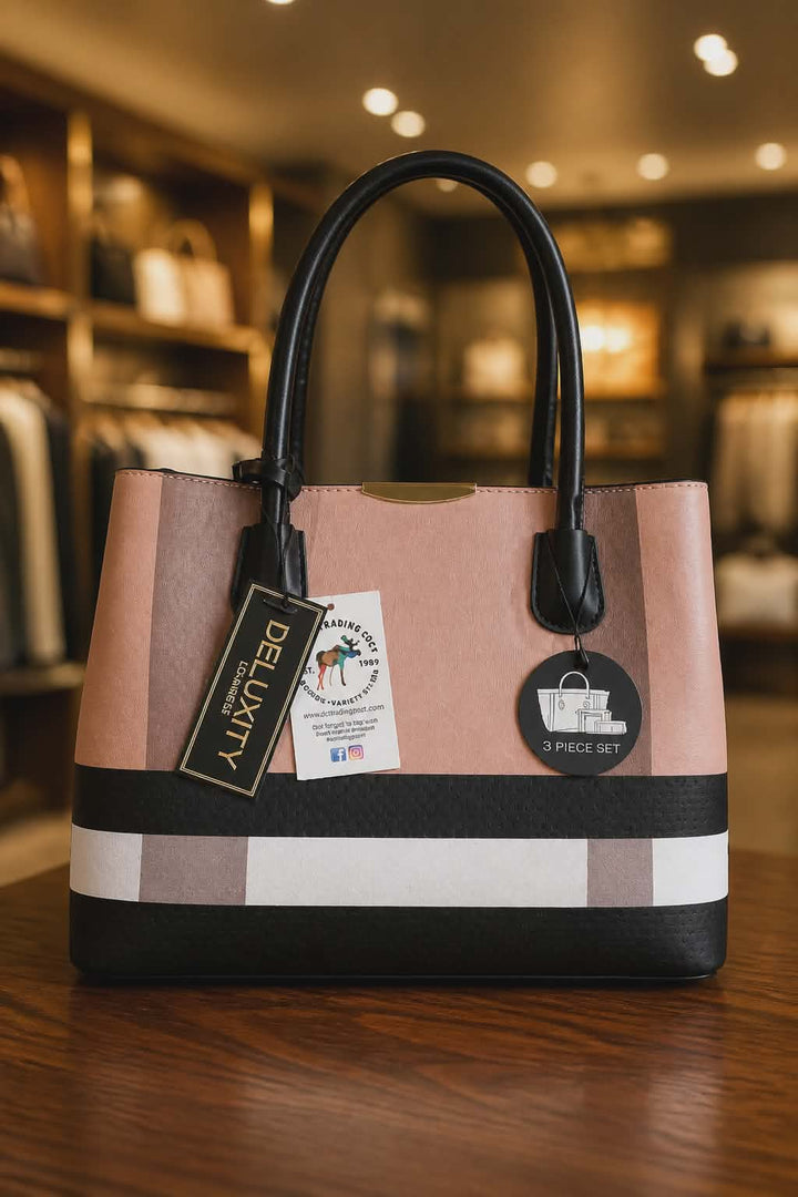 3 PC Plaid Set Satchel