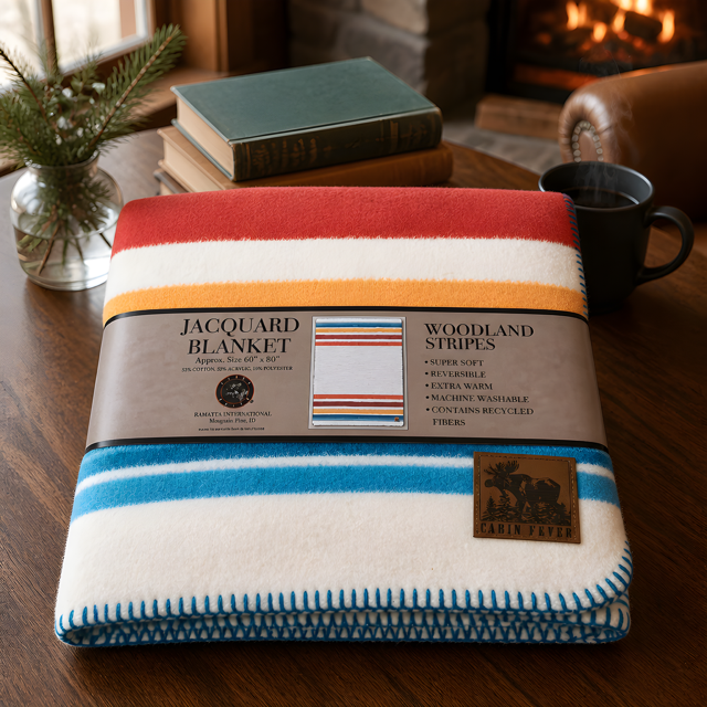Woodland Stripes Jacquard Blanket