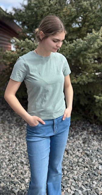Mineral Washed Short Sleeve Crew Neck Top