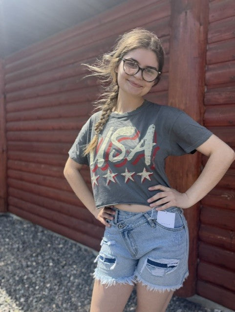 USA Vintage Relaxed Crop T-Shirt