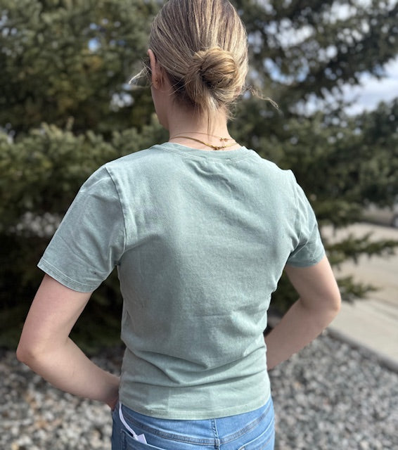 Mineral Washed Short Sleeve Crew Neck Top