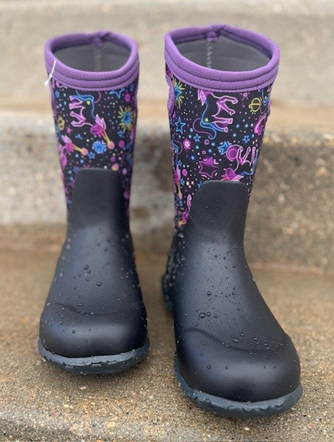 Kids' York Neon Unicorn Rainboots