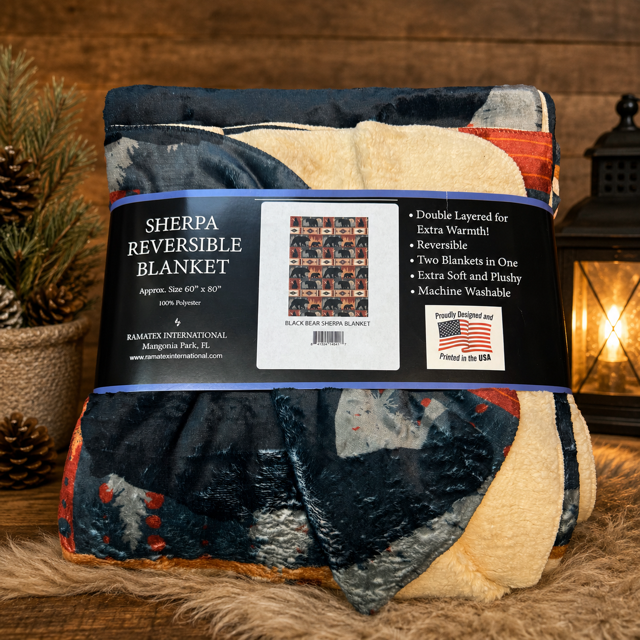 Black Bear Sherpa Blanket