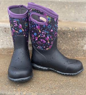 Kids' York Neon Unicorn Rainboots