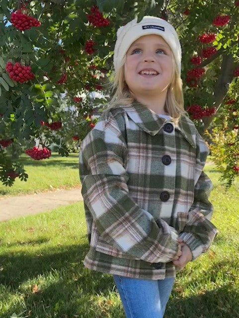 Girl's Flannel Shacket with Front Pocket