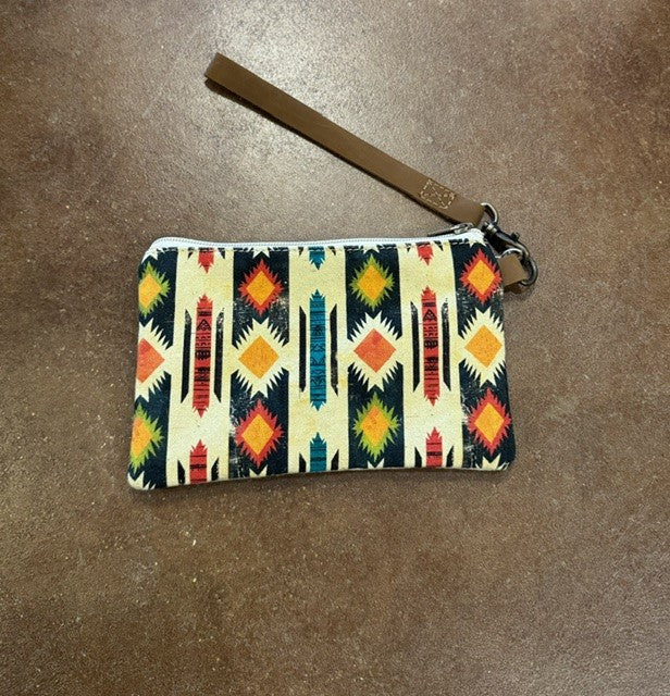 Cotton & Leather Wristlet