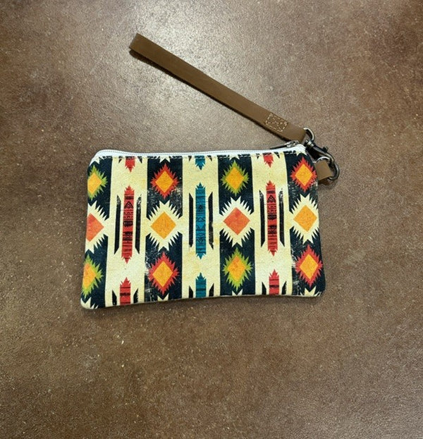 Cotton & Leather Wristlet