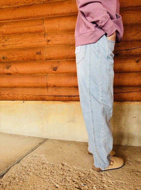 Mid Waisted Barrel Leg with Long Inseam