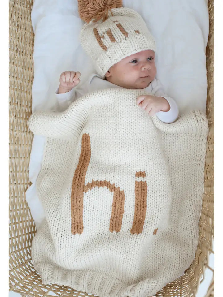 hi. Hand Knit Beanie/Blanket