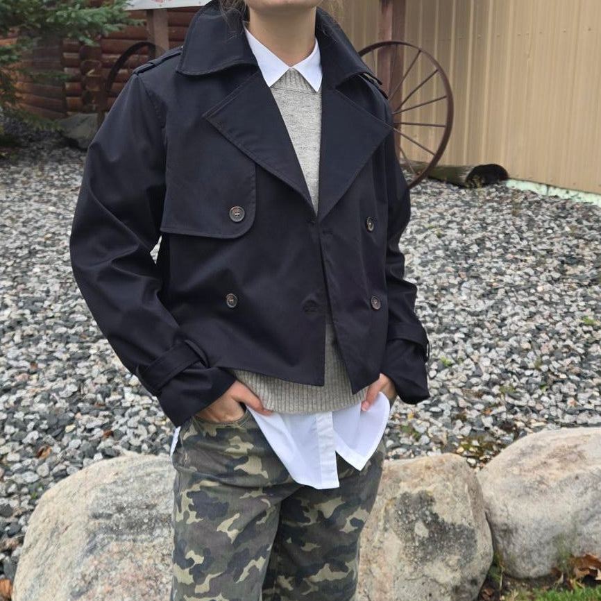 Cropped Trench Coat Jacket
