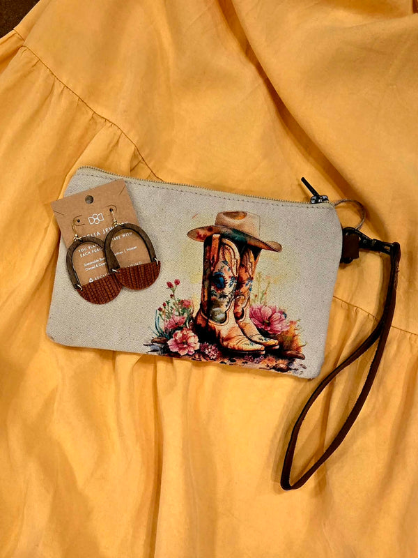 Cotton & Leather Wristlet
