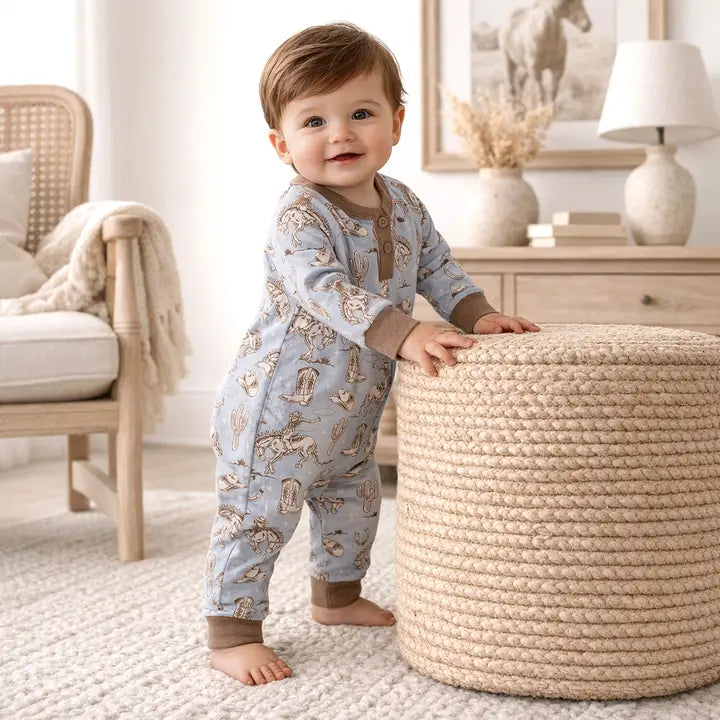 Wild Wrangler Henley Cowboy Romper