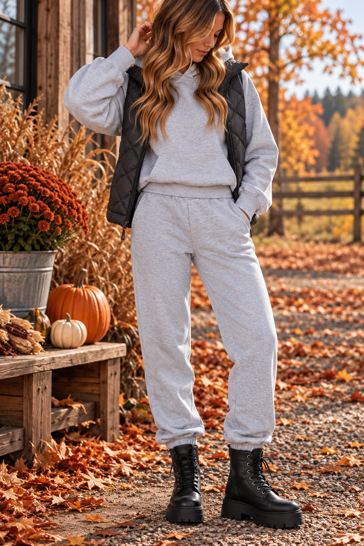 Dove Plush Fleece Lounge High Waist Sweatpants With Pockets | Heather Grey