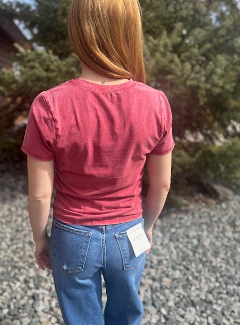 Mineral Washed Short Sleeve Crew Neck Top