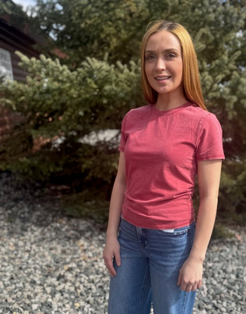 Mineral Washed Short Sleeve Crew Neck Top