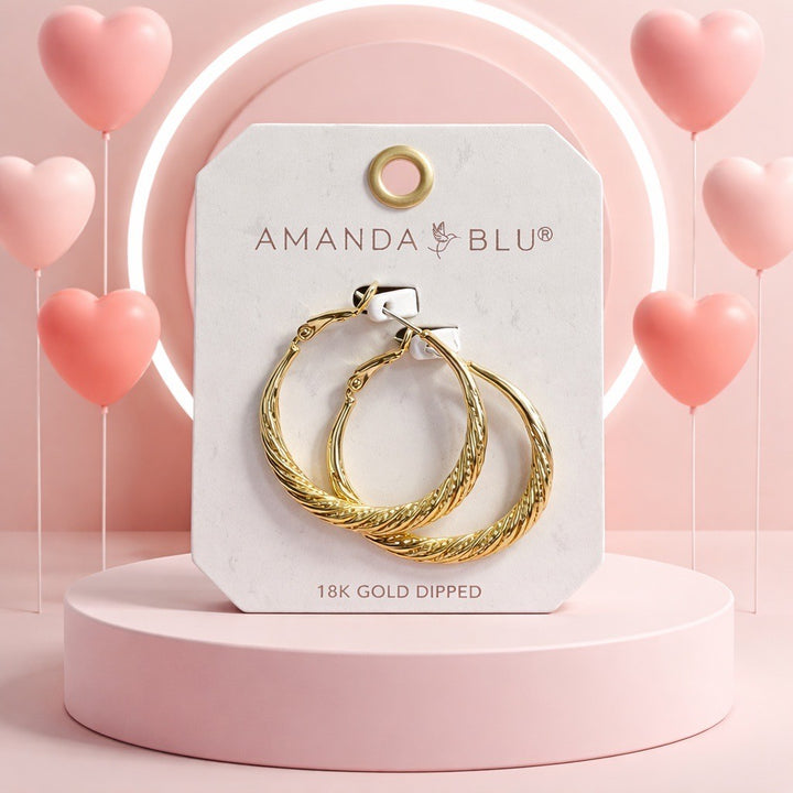 Ivy Textured Twisted Hoop | Gold