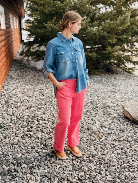 Classic Denim Shirt W/Roll Up Sleeves