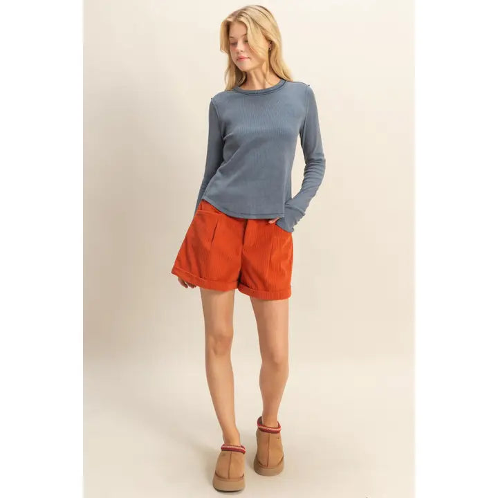 Mineral Wash Fitted Ribbed Top