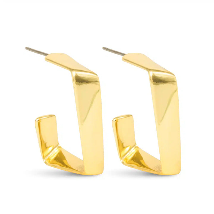 Willow Square Hoop | Polished Gold
