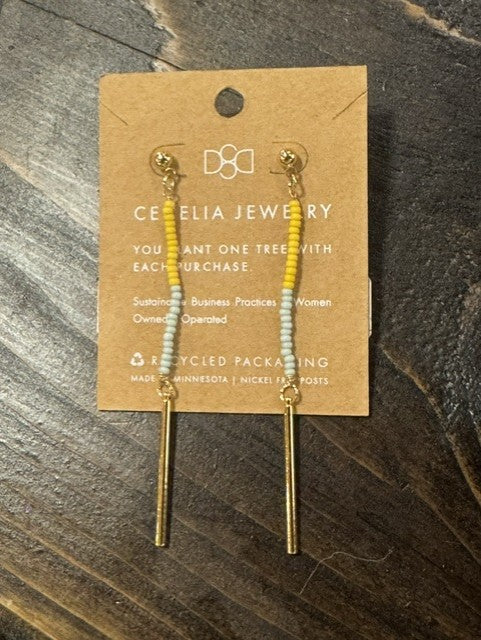 Honey & Teal Drop Earrings