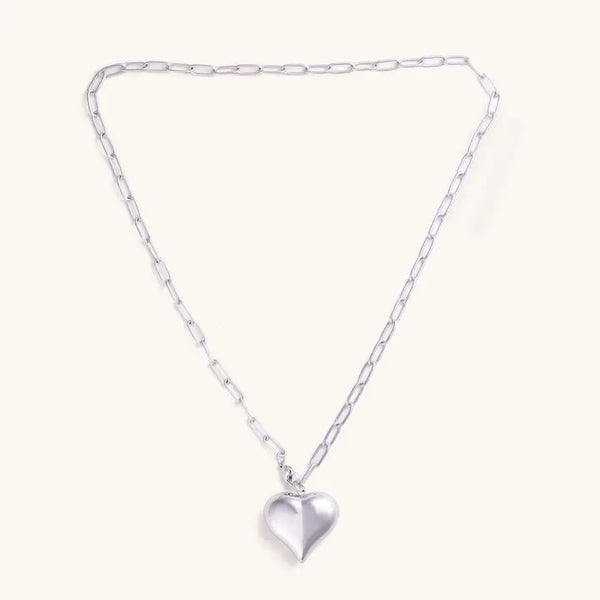 Bubble Heart Chain Necklace | Silver