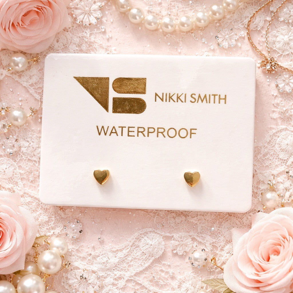 Flat Back Heart Studs | Gold