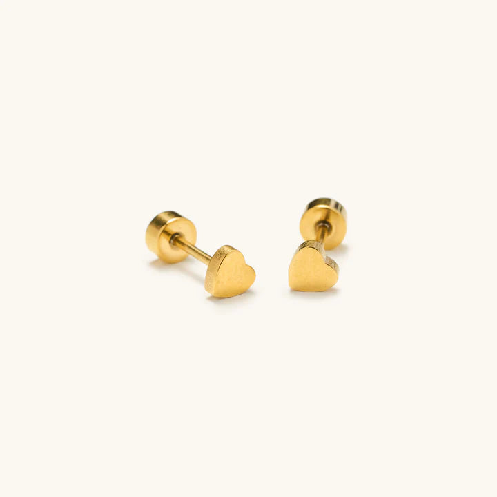 Flat Back Heart Studs | Gold