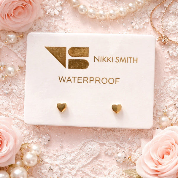 Flat Back Heart Studs | Gold