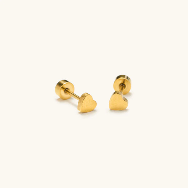 Flat Back Heart Studs | Gold