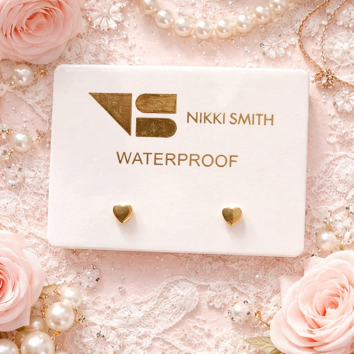 Flat Back Heart Studs | Gold