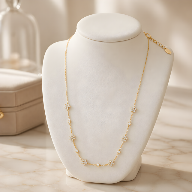 Jessica Crystal Flower Necklace
