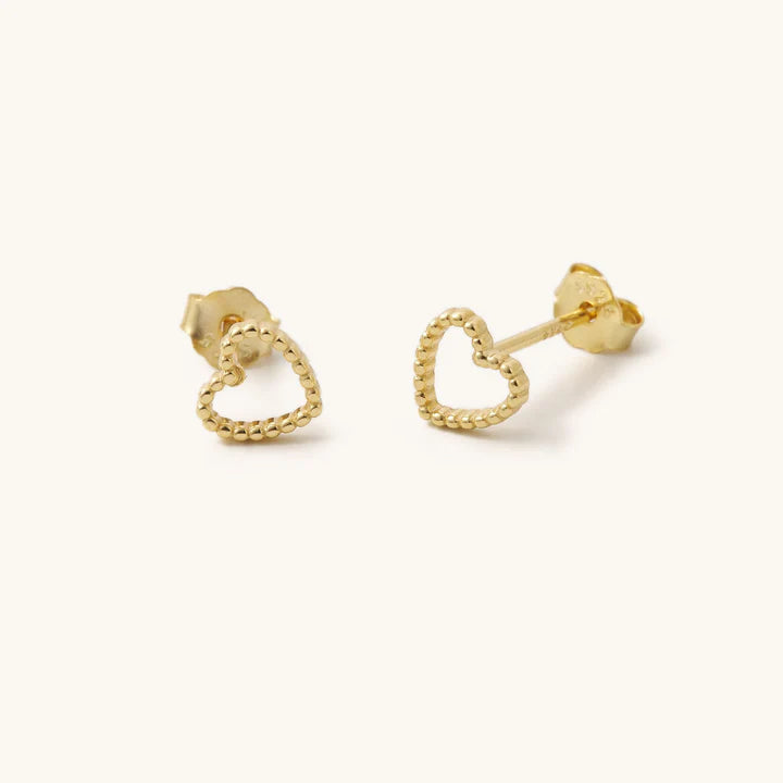 Mini Heart Stud Earrings | Gold