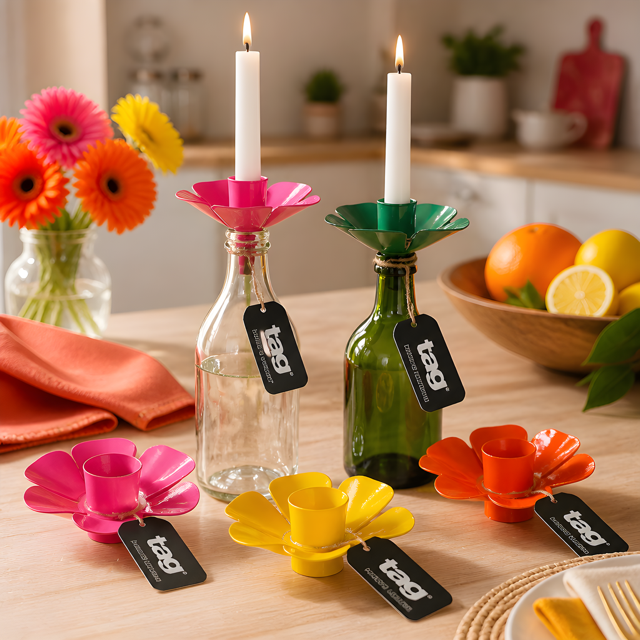 Flower Bottle Taper Candle Holder