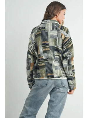 Patchwork Print Multicolor Sweatshirt | Blue Multi