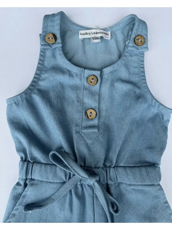Ari Button Front Denim Jumpsuit