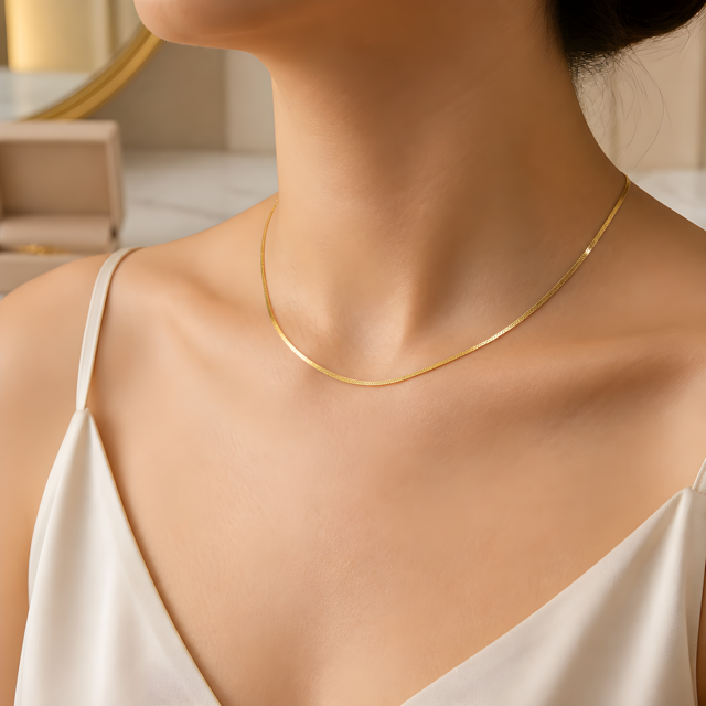 Micro Gold HerringboneNecklace