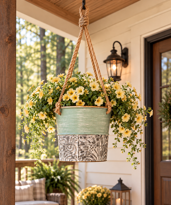 Painted Metal Hanging Planter