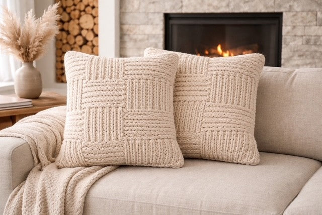 Square Knit Wool Pillow