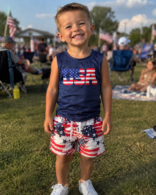 Boys USA Flag Set | Tank + Shorts