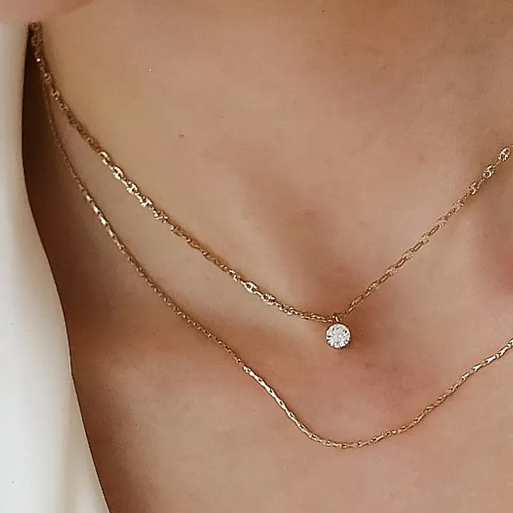 18K Gold Dipped Stainless Steel Layered Chain Necklace