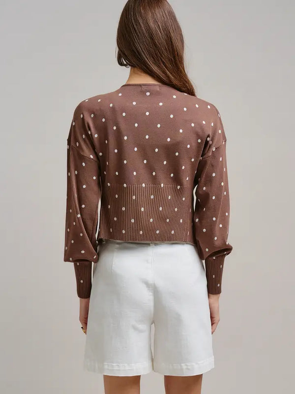 Polka Dot Button-Front Cardigan