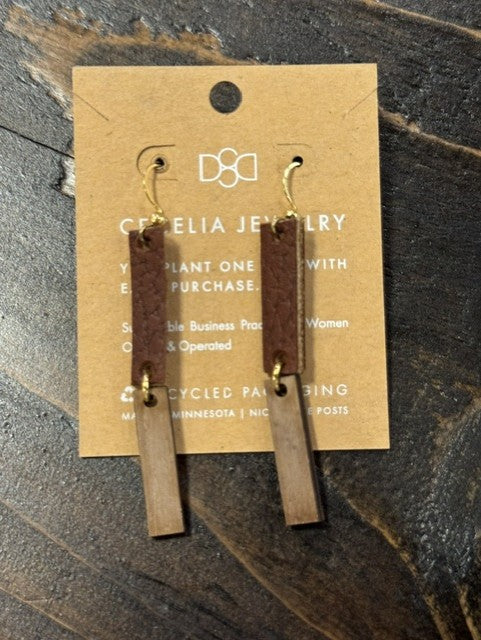 Wood + Leather Earrings