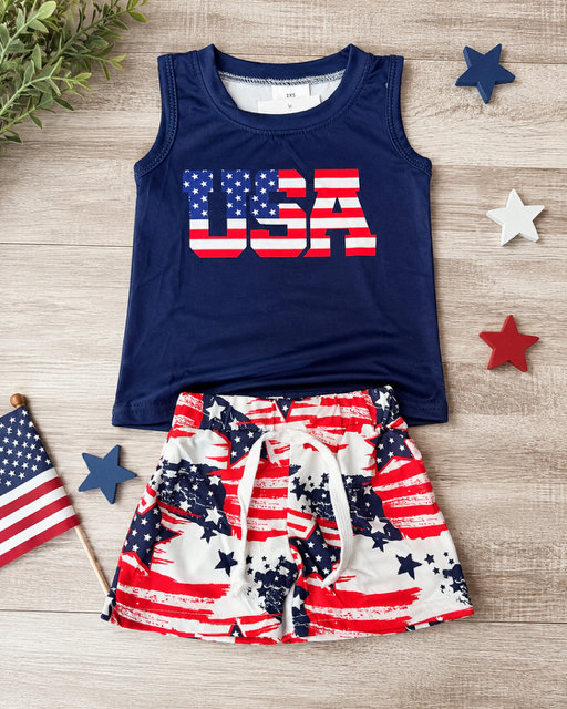 Boys USA Flag Set | Tank + Shorts