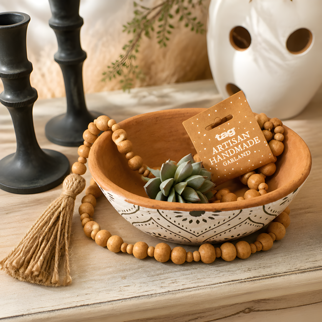 Bead & Jute W/Tassel Ends