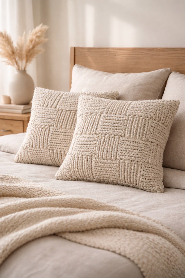 Square Knit Wool Pillow