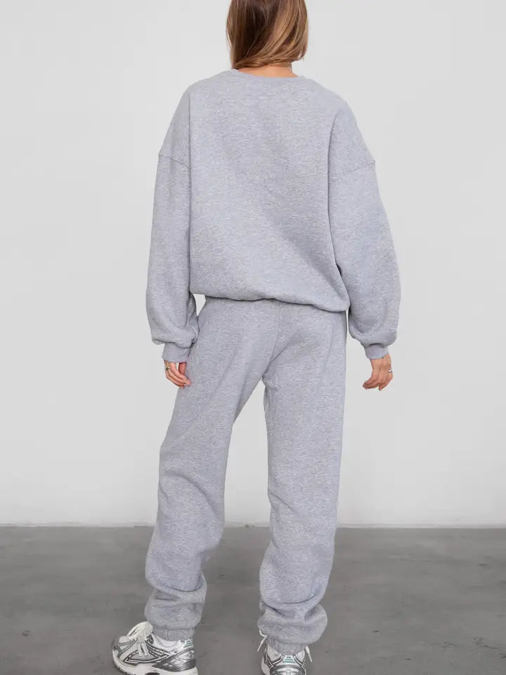 Dove Plush Fleece Lounge High Waist Sweatpants With Pockets | Heather Grey