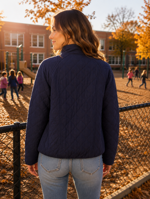Jet Blue | Quilted Bomer Coat