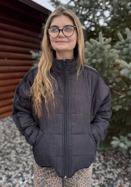 Quilted Puffer Jacket - Black